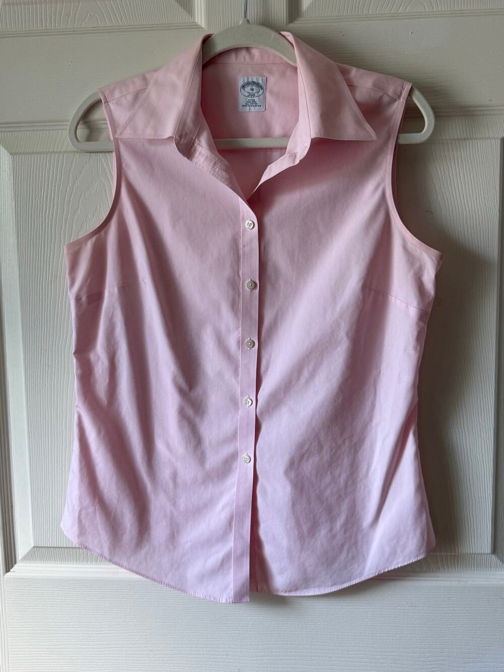 Brooks Brothers 346 Pink Sleeveless Button Front Shirt Cotton Size 10